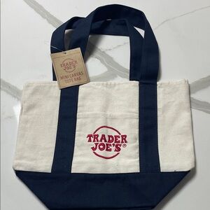 Trader Joe's Navy and White Canvas Tote Bag